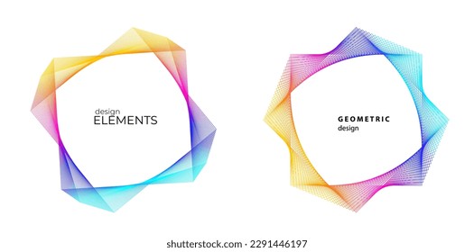 Set design element circle. Isolated bold vector colors golden ring from. Abstract glow wavy stripes of many glittering swirl created using Blend Tool. Vector illustration EPS10 for your presentation