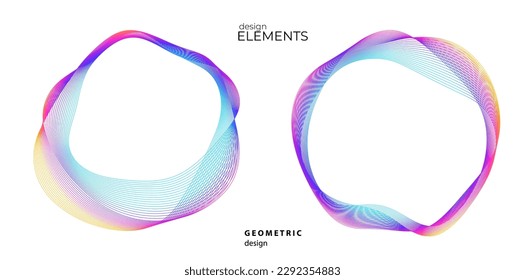 Set design element circle. Isolated bold vector colors golden ring from. Abstract glow wavy stripes of many glittering swirl created using Blend Tool. Vector illustration EPS10 for your presentation