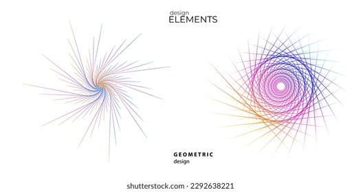 Set design element circle. Isolated bold vector colors golden ring from. Abstract glow wavy stripes of many glittering swirl created using Blend Tool. Vector illustration EPS10 for your presentation