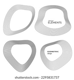 Stellen Sie den Kreis der Designelemente ein. Einzeln kühne Vektorfarben goldener Ring aus. Abstrakte glänzende Streifen von vielen glitzernden Schwirl erstellt mit Blend Tool. Vektorgrafik EPS10 für Ihre Präsentation