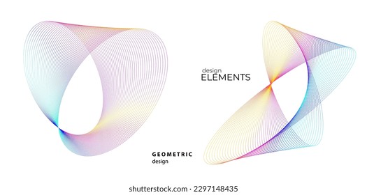 Set design element circle. Isolated bold vector colors golden ring from. Abstract glow wavy stripes of many glittering swirl created using Blend Tool. Vector illustration EPS10 for your presentation