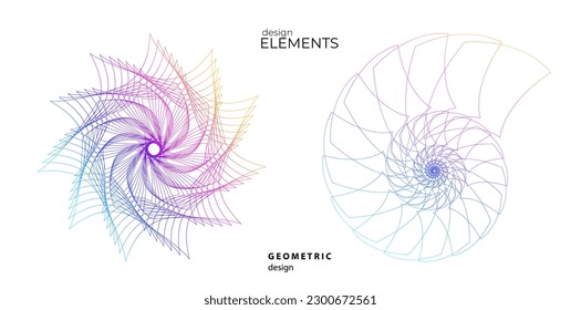 Set design element circle. Isolated bold vector colors golden ring from. Abstract glow wavy stripes of many glittering swirl created using Blend Tool. Vector illustration EPS10 for your presentation