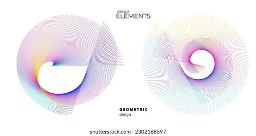 Set design element circle. Isolated bold vector colors golden ring from. Abstract glow wavy stripes of many glittering swirl created using Blend Tool. Vector illustration EPS10 for your presentation