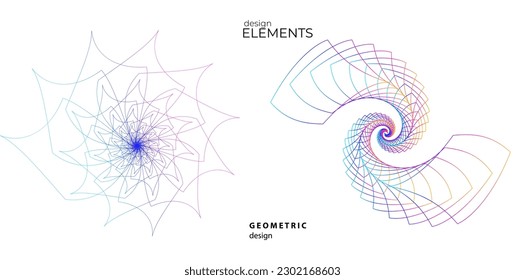 Set design element circle. Isolated bold vector colors golden ring from. Abstract glow wavy stripes of many glittering swirl created using Blend Tool. Vector illustration EPS10 for your presentation