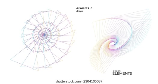Set design element circle. Isolated bold vector colors golden ring from. Abstract glow wavy stripes of many glittering swirl created using Blend Tool. Vector illustration EPS10 for your presentation