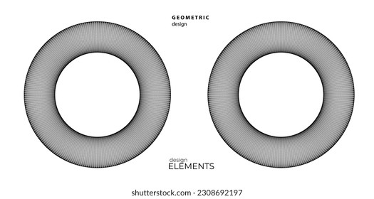 Set design element circle. Isolated bold vector colors golden ring from. Abstract glow wavy stripes of many glittering swirl created using Blend Tool. Vector illustration EPS10 for your presentation