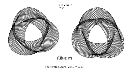 Set design element circle. Isolated bold vector colors golden ring from. Abstract glow wavy stripes of many glittering swirl created using Blend Tool. Vector illustration EPS10 for your presentation