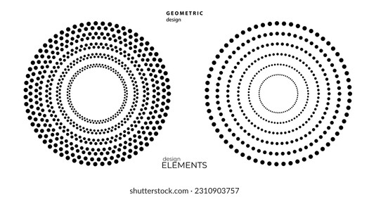 Set design element circle. Isolated bold vector colors golden ring from. Abstract glow wavy stripes of many glittering swirl created using Blend Tool. Vector illustration EPS10 for your presentation