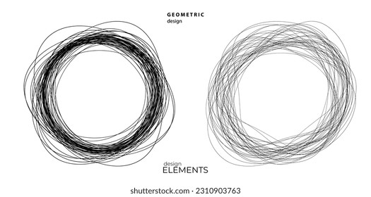 Set design element circle. Isolated bold vector colors golden ring from. Abstract glow wavy stripes of many glittering swirl created using Blend Tool. Vector illustration EPS10 for your presentation