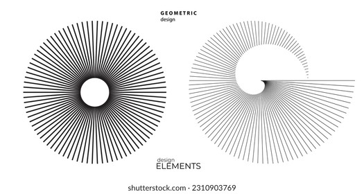 Set design element circle. Isolated bold vector colors golden ring from. Abstract glow wavy stripes of many glittering swirl created using Blend Tool. Vector illustration EPS10 for your presentation