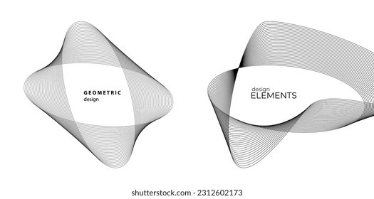 Set design element circle. Isolated bold vector colors golden ring from. Abstract glow wavy stripes of many glittering swirl created using Blend Tool. Vector illustration EPS10 for your presentation