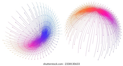 Set design element circle. Isolated bold vector colors golden ring from. Abstract glow wavy stripes of many glittering swirl created using Blend Tool. Vector illustration EPS10 for your presentation
