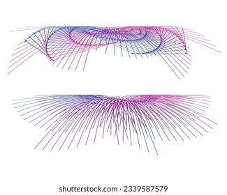 Set design element circle. Isolated bold vector colors golden ring from. Abstract glow wavy stripes of many glittering swirl created using Blend Tool. Vector illustration EPS10 for your presentation