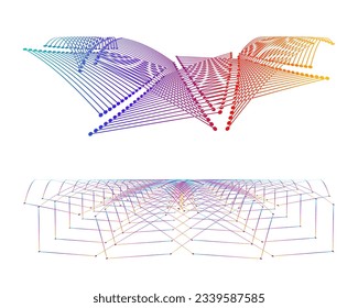 Set design element circle. Isolated bold vector colors golden ring from. Abstract glow wavy stripes of many glittering swirl created using Blend Tool. Vector illustration EPS10 for your presentation