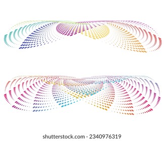 Set design element circle. Isolated bold vector colors golden ring from. Abstract glow wavy stripes of many glittering swirl created using Blend Tool. Vector illustration EPS10 for your presentation