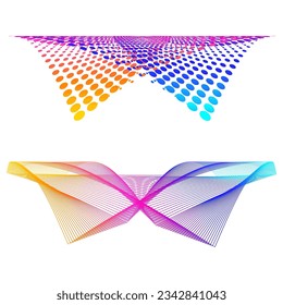 Set design element circle. Isolated bold vector colors golden ring from. Abstract glow wavy stripes of many glittering swirl created using Blend Tool. Vector illustration EPS10 for your presentation