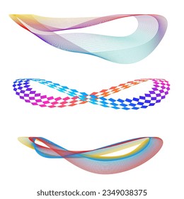 Set design element circle. Isolated bold vector colors golden ring from. Abstract glow wavy stripes of many glittering swirl created using Blend Tool. Vector illustration EPS10 for your presentation
