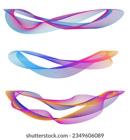 Set design element circle. Isolated bold vector colors golden ring from. Abstract glow wavy stripes of many glittering swirl created using Blend Tool. Vector illustration EPS10 for your presentation