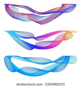 Set design element circle. Isolated bold vector colors golden ring from. Abstract glow wavy stripes of many glittering swirl created using Blend Tool. Vector illustration EPS10 for your presentation