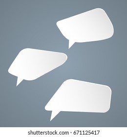 Set Design element communication bubbles white color with shadow isolated on gray background. Vector abstract illustration of Eps 10 with effect cut paper or plastic. Theme business message for banner