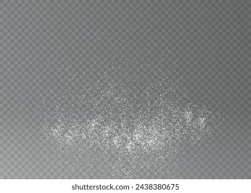 Set Elemento de diseño para cocina, panadería, publicidad, video. Explosión de azúcar en polvo o salpicaduras, caída de harina, sal en polvo que cae suavemente. Efecto 3D de vista superior