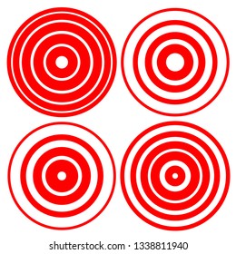 Set Design element many streak. Isolated bold vector red ring from thin to thick. Pain circle. Symbol throbbing pain. Vector illustration EPS 10 for your medical presentation. Transparent background