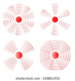 Set Design element many streak. Isolated bold vector red ring from thin to thick. Pain circle. Symbol throbbing pain. Vector illustration EPS 10 for your medical presentation. Transparent background