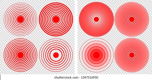 Set Design element many streak. Isolated bold vector red ring from thin to thick. Pain circle. Symbol throbbing pain. Vector illustration EPS 10 for your medical presentation. Transparent background - Powered by Shutterstock - Get 15% off with code: PIKWIZARD15