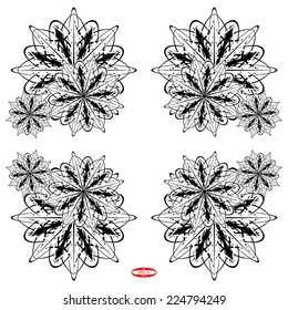 set of design elements abstract black white snowflake isolated on white background vector