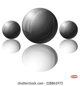 set of design elements abstract black ball with reflection isolated on white background vector