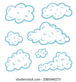 Set of design elements, abstract doodle cartoon clouds icons.