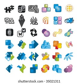 Set of design elements; abstract icons