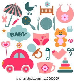 Set of design elements for babies