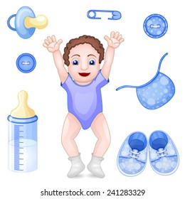 Set of design elements for baby shower