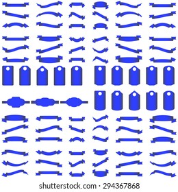 Set of design elements banners ribbons and tag. Vector illustration.
