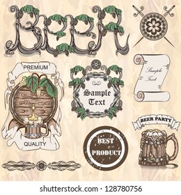set of design elements for beer.All objects are grouped separately.