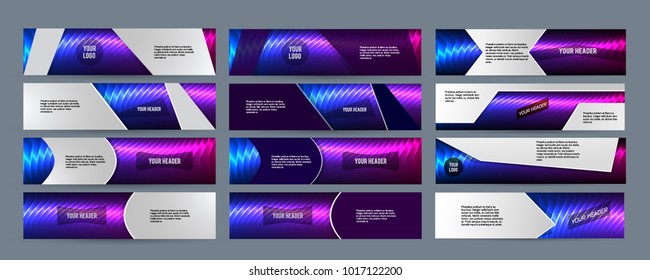 Set Design elements business presentation template. Vector illustration horizontal web banners background, backdrop abstract form broken line. EPS 10 for web buttons template, web site page heading