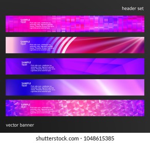 Set Design elements business presentation template. Vector illustration horizontal web banners background, backdrop abstract blurry form. EPS 10 for web buttons template, web site page presentation