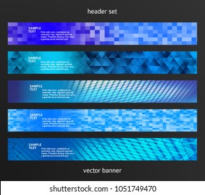 Set Design elements business presentation template. Vector illustration horizontal web banners background, backdrop abstract mosaic form. EPS 10 for web buttons template, web site page presentation