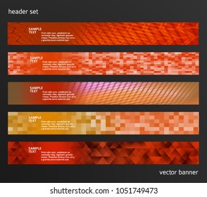 Set Design elements business presentation template. Vector illustration horizontal web banners background, backdrop abstract mosaic form. EPS 10 for web buttons template, web site page presentation