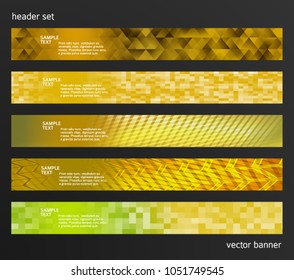 Set Design elements business presentation template. Vector illustration horizontal web banners background, backdrop abstract mosaic form. EPS 10 for web buttons template, web site page presentation