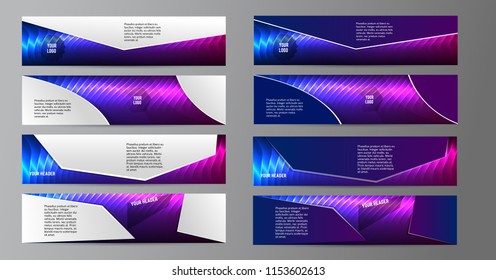 Set Design elements business presentation template. Vector illustration horizontal web banners background, backdrop abstract form broken line. EPS 10 for web buttons template, web site page heading