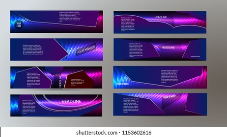 Set Design elements business presentation template. Vector illustration horizontal web banners background, backdrop abstract form broken line. EPS 10 for web buttons template, web site page heading