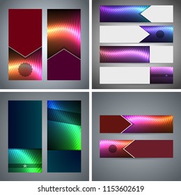 Set Design elements business presentation template. Vector illustration horizontal web banners background, backdrop abstract form broken line. EPS 10 for web buttons template, web site page heading