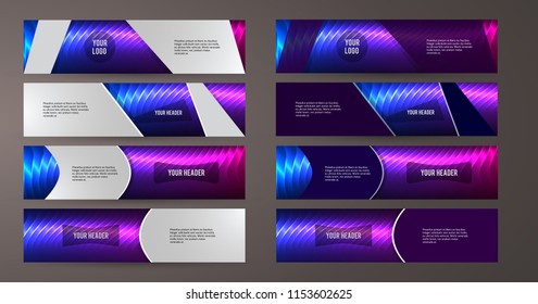 Set Design elements business presentation template. Vector illustration horizontal web banners background, backdrop abstract form broken line. EPS 10 for web buttons template, web site page heading