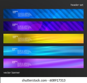 Set Design elements business presentation template. Vector illustration horizontal web banners background, backdrop abstract blurry form. EPS 10 for web buttons template, web site page presentation