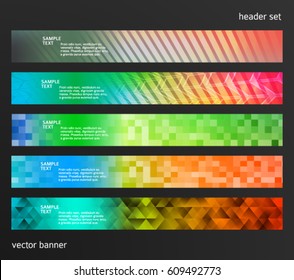 Set Design elements business presentation template. Vector illustration horizontal web banners background, backdrop abstract blurry form. EPS 10 for web buttons template, web site page presentation