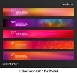 Set Design elements business presentation template. Vector illustration horizontal web banners background, backdrop abstract blurry form. EPS 10 for web buttons template, web site page presentation