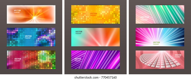 Set Design elements business presentation template. Vector illustration horizontal web banners background, backdrop abstract blurry form. EPS 10 for web buttons template, web site page presentation