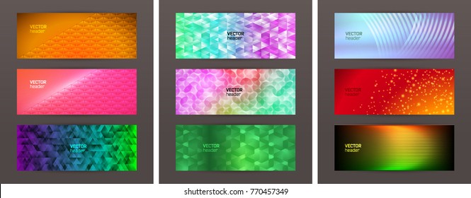 Set Design elements business presentation template. Vector illustration horizontal web banners background, backdrop abstract blurry form. EPS 10 for web buttons template, web site page presentation